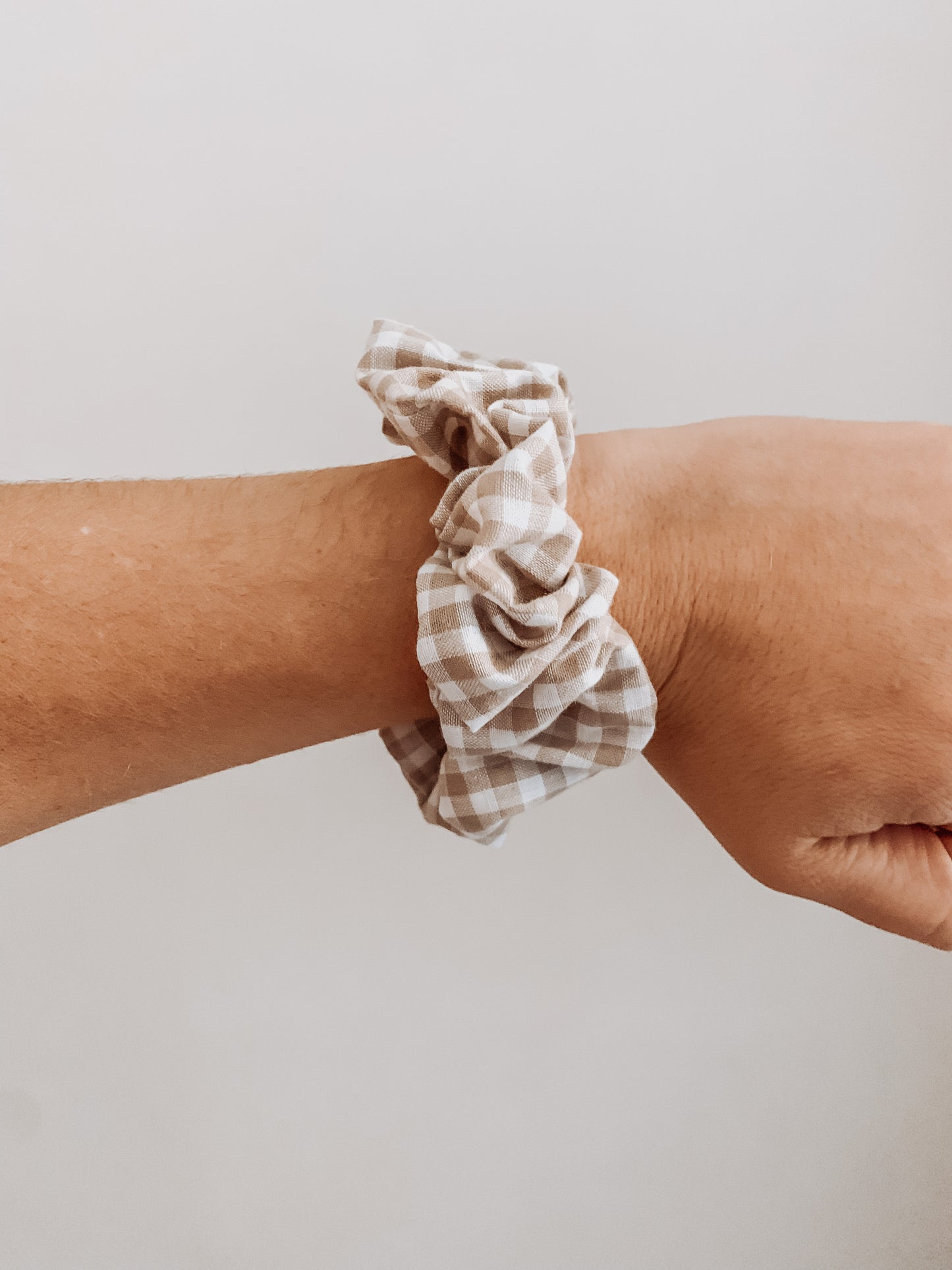Neutral Gingham Scrunchie