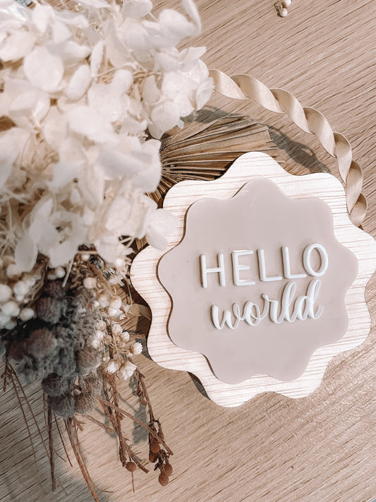 Two Tone Wavy Hello World Plaque