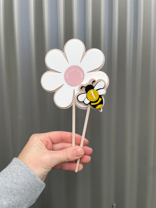 Flower & Bee Cake Topper