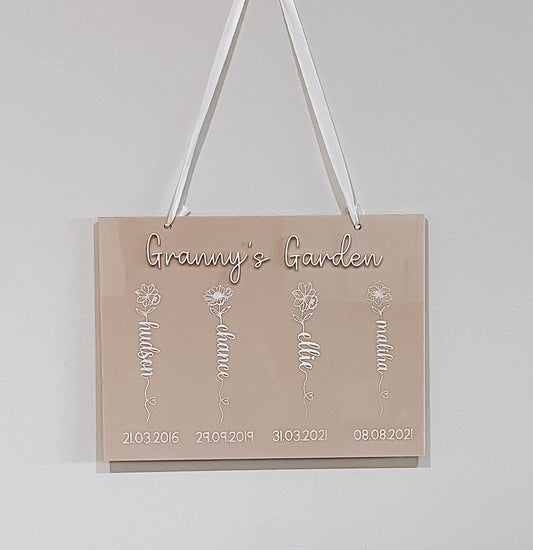 Personalised Birth Flower Hanging Sign