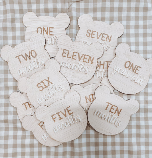 Bear Monthly Milestone Plaques (set of 12)