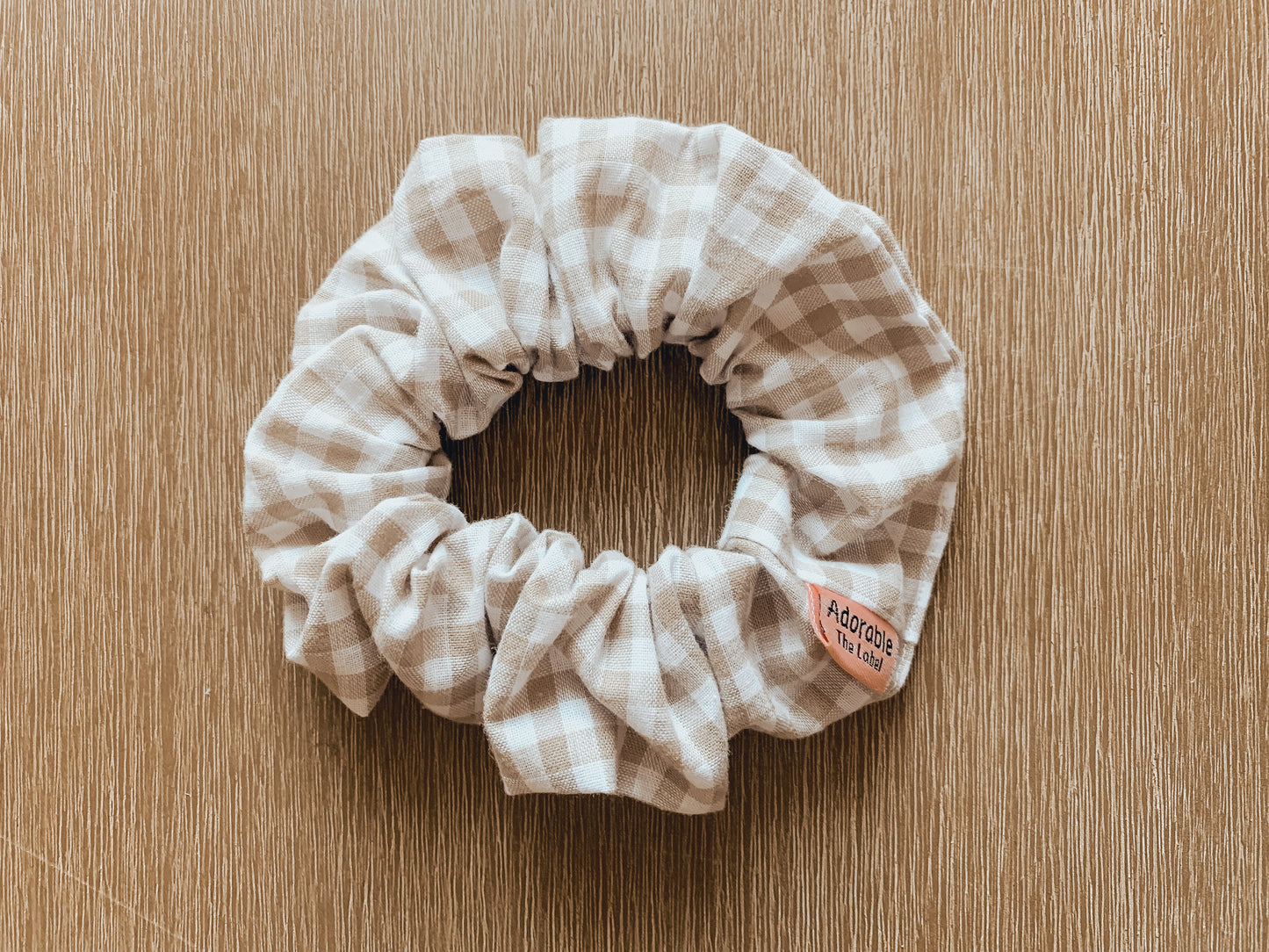 Neutral Gingham Scrunchie